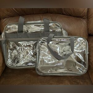 Clear Tote Bag Set with Gray Handles